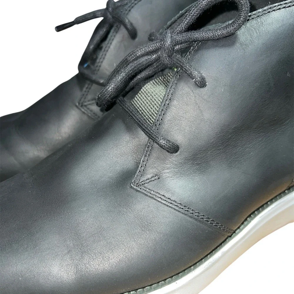 Cole Haan Grand Chukka Men Black Leather Lace Up Lightweight Boots Size 10.5
